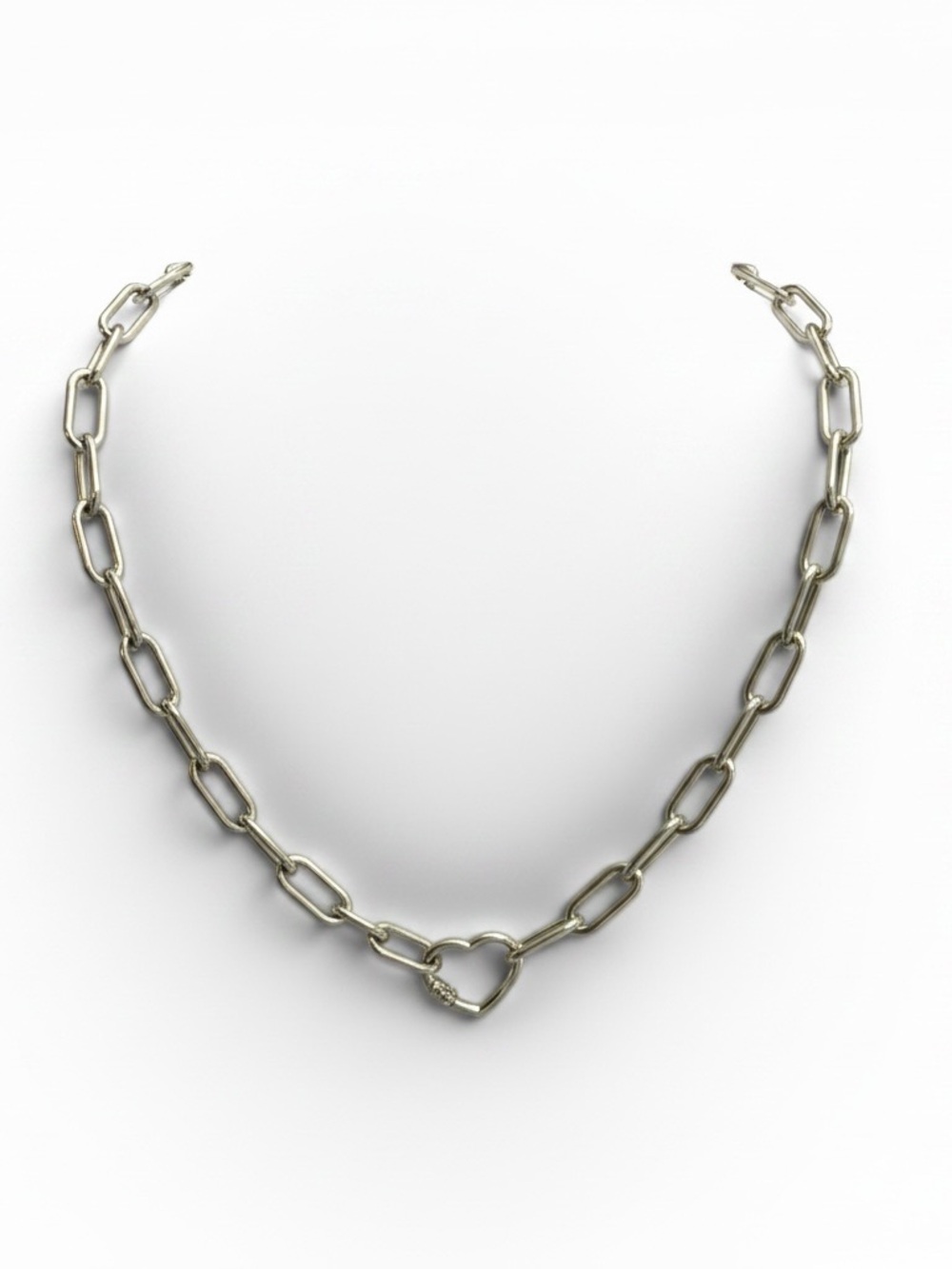 Dyadema Bronze Italy Silver Plated Paperclip Chain Necklace